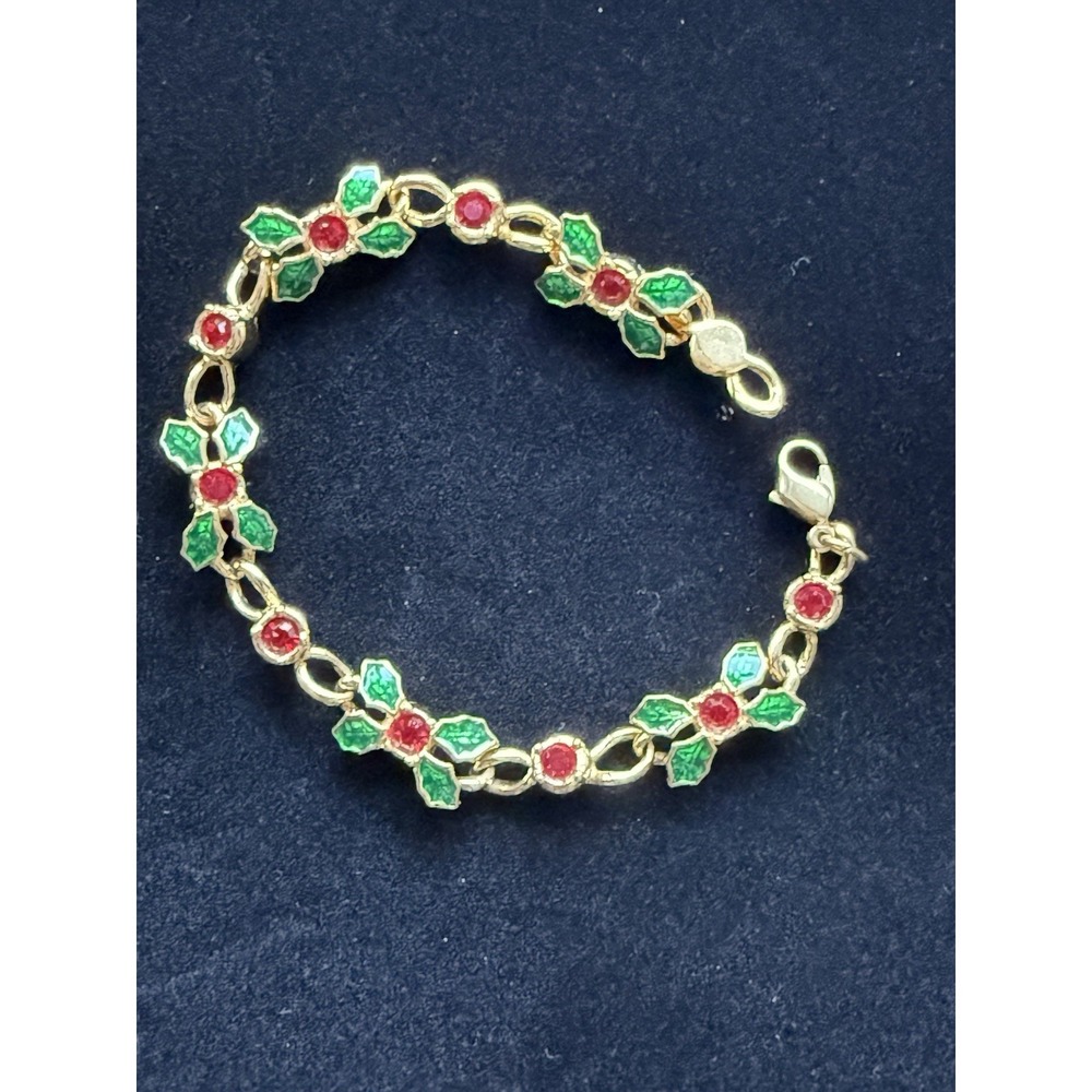 1995 Avon Holiday Sparkle Holly Link Bracelet